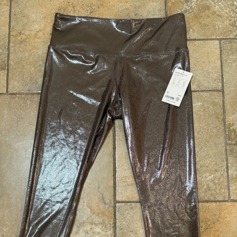Athleta shiny silver leggings (new)